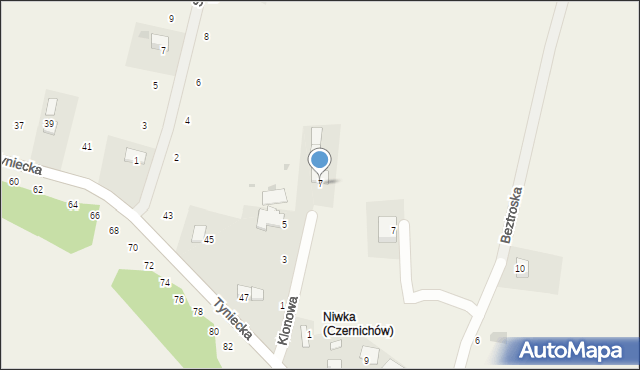 Czernichów, Klonowa, 7, mapa Czernichów