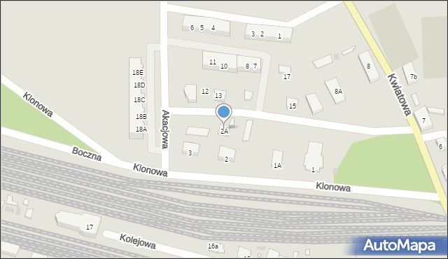 Czerwieńsk, Klonowa, 2a, mapa Czerwieńsk