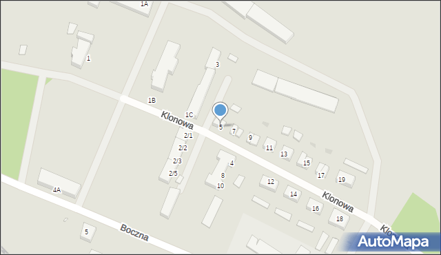 Czerwieńsk, Klonowa, 5, mapa Czerwieńsk