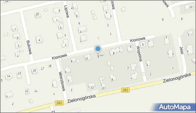 Droszków, Klonowa, 9, mapa Droszków