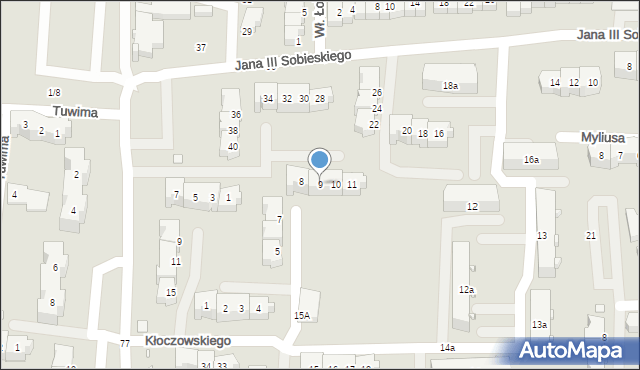 Elbląg, Kłoczowskiego Piotra, 9, mapa Elbląga