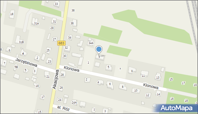 Gabryelin, Klonowa, 3, mapa Gabryelin