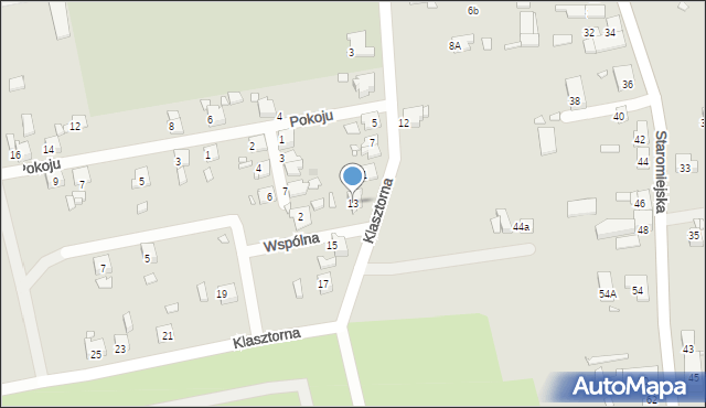 Gliwice, Klasztorna, 13, mapa Gliwic