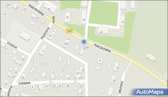 Gniezno, Kłeckoska, 11, mapa Gniezna