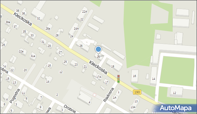 Gniezno, Kłeckoska, 20, mapa Gniezna