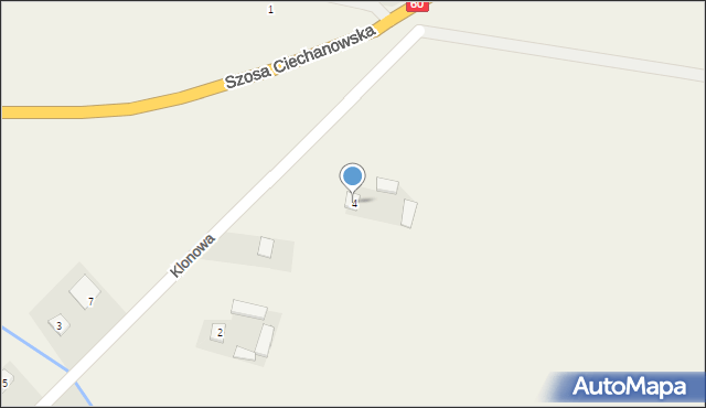 Gołymin-Ośrodek, Klonowa, 4, mapa Gołymin-Ośrodek