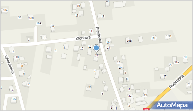 Gorzyce, Klonowa, 14, mapa Gorzyce