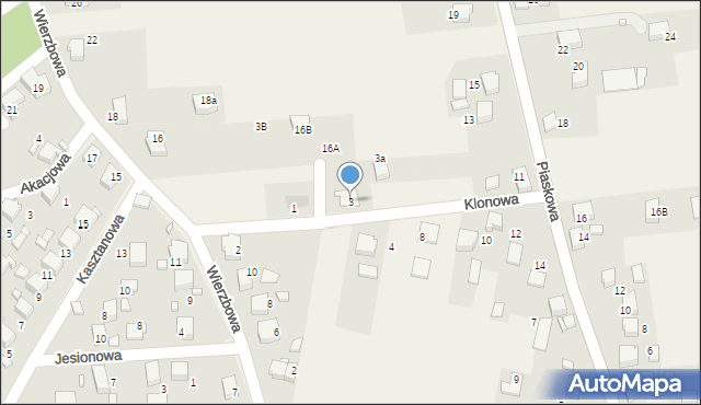 Gorzyce, Klonowa, 3, mapa Gorzyce