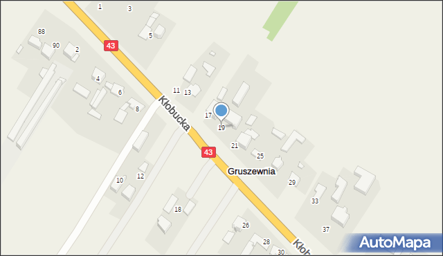 Gruszewnia, Kłobucka, 19, mapa Gruszewnia