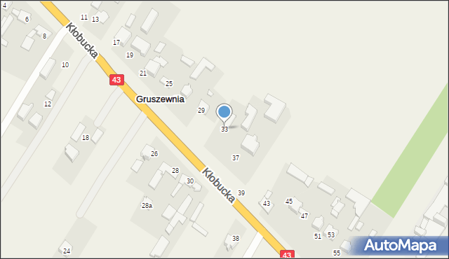 Gruszewnia, Kłobucka, 33, mapa Gruszewnia