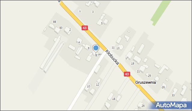 Gruszewnia, Kłobucka, 8, mapa Gruszewnia