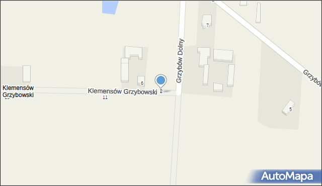 Grzybów Dolny, Klemensów Grzybowski, 9, mapa Grzybów Dolny