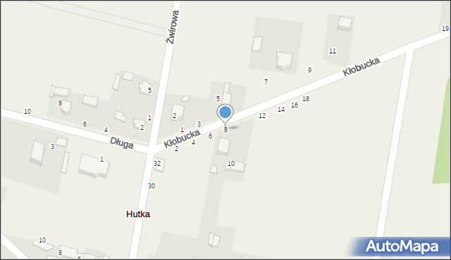 Hutka, Kłobucka, 8, mapa Hutka