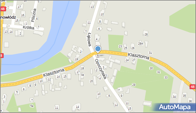 Inowłódz, Klasztorna, 21, mapa Inowłódz