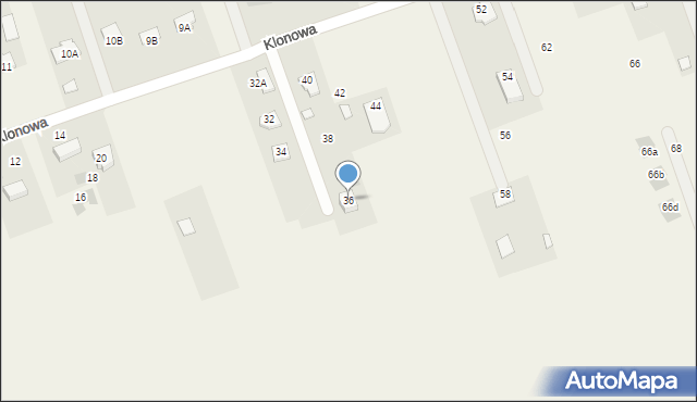 Jakubowice Konińskie-Kolonia, Klonowa, 36, mapa Jakubowice Konińskie-Kolonia