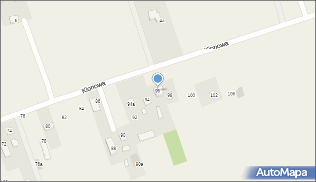 Jakubowice Konińskie-Kolonia, Klonowa, 96, mapa Jakubowice Konińskie-Kolonia