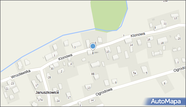 Januszkowice, Klonowa, 8, mapa Januszkowice