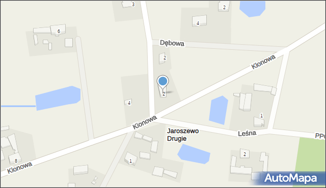 Jaroszewo Drugie, Klonowa, 2, mapa Jaroszewo Drugie