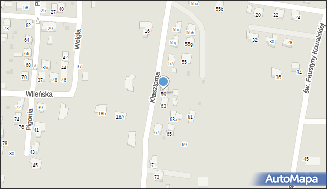 Jasło, Klasztorna, 59, mapa Jasła