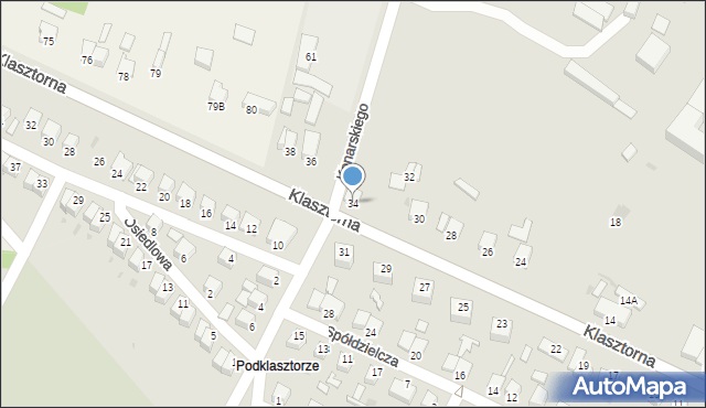 Jędrzejów, Klasztorna, 34, mapa Jędrzejów