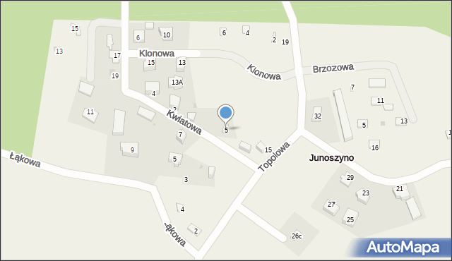 Junoszyno, Klonowa, 5, mapa Junoszyno