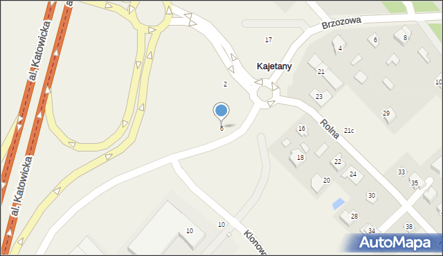 Kajetany, Klonowa, 6, mapa Kajetany