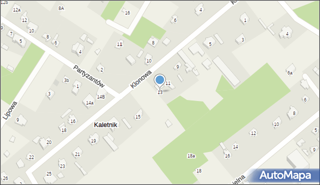 Kaletnik, Klonowa, 13, mapa Kaletnik