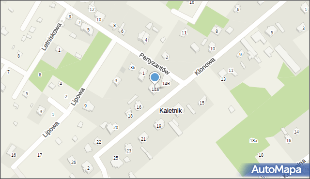 Kaletnik, Klonowa, 14a, mapa Kaletnik