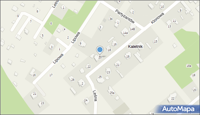 Kaletnik, Klonowa, 20, mapa Kaletnik