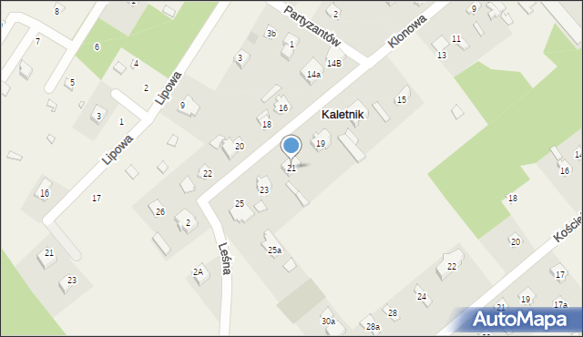 Kaletnik, Klonowa, 21, mapa Kaletnik