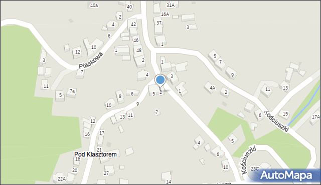 Kalwaria Zebrzydowska, Klasztorna, 2, mapa Kalwaria Zebrzydowska