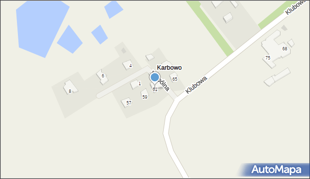 Karbowo, Klubowa, 61, mapa Karbowo