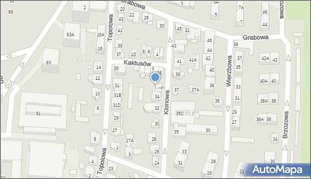 Katowice, Klonowa, 34A, mapa Katowic