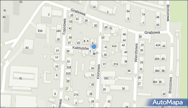 Katowice, Klonowa, 38, mapa Katowic