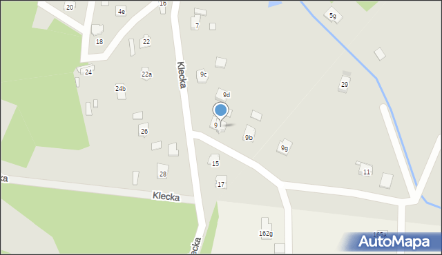 Kielce, Klecka, 9a, mapa Kielc