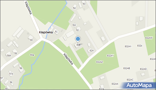 Kłapówka, Kłapówka, 62B, mapa Kłapówka