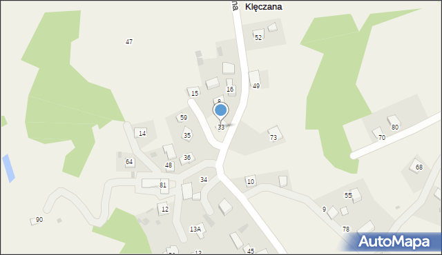 Klęczana, Klęczana, 33, mapa Klęczana