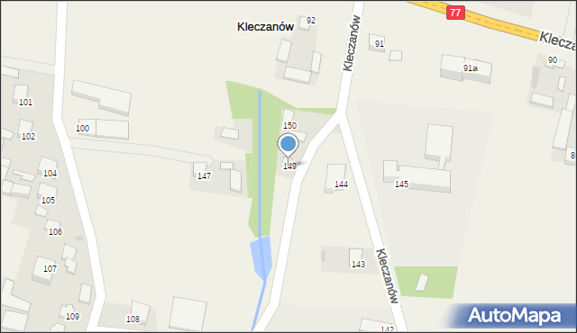 Kleczanów, Kleczanów, 149, mapa Kleczanów