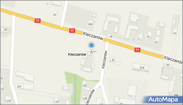 Kleczanów, Kleczanów, 92, mapa Kleczanów