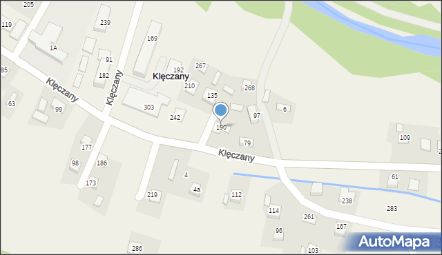 Klęczany, Klęczany, 190, mapa Klęczany