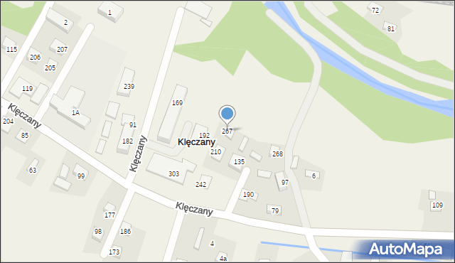 Klęczany, Klęczany, 267, mapa Klęczany