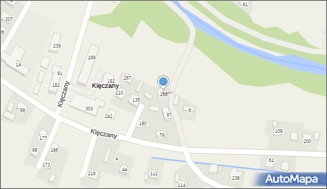 Klęczany, Klęczany, 268, mapa Klęczany