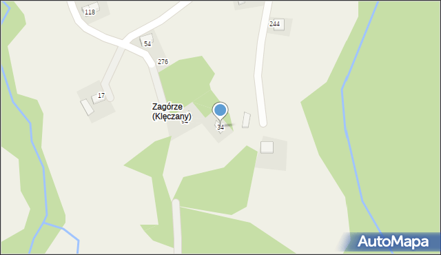 Klęczany, Klęczany, 34, mapa Klęczany