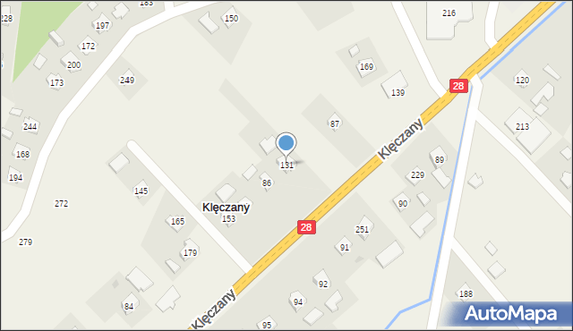 Klęczany, Klęczany, 131, mapa Klęczany