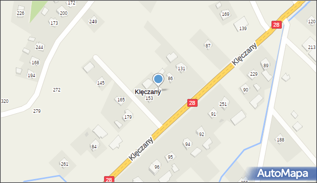 Klęczany, Klęczany, 85, mapa Klęczany