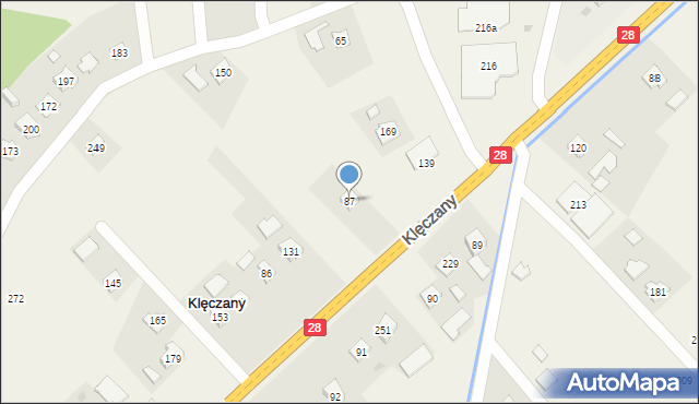 Klęczany, Klęczany, 87, mapa Klęczany