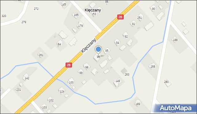 Klęczany, Klęczany, 96, mapa Klęczany