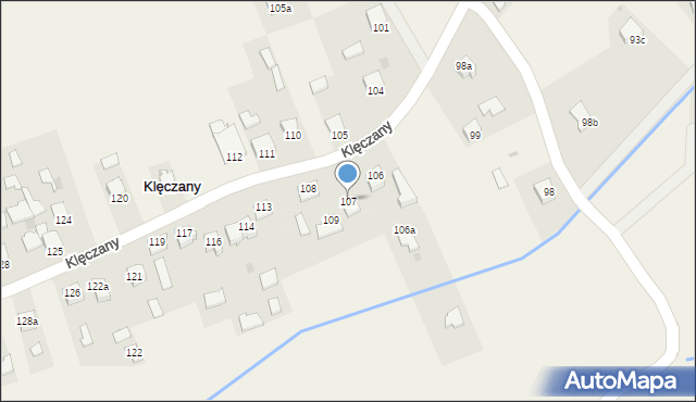 Klęczany, Klęczany, 107, mapa Klęczany