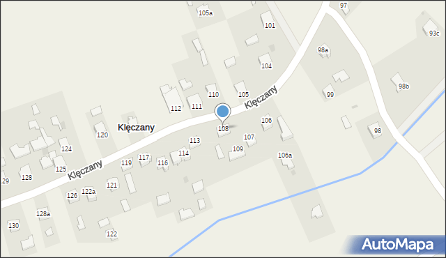 Klęczany, Klęczany, 108, mapa Klęczany