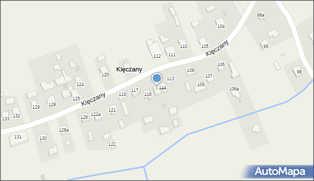 Klęczany, Klęczany, 115, mapa Klęczany